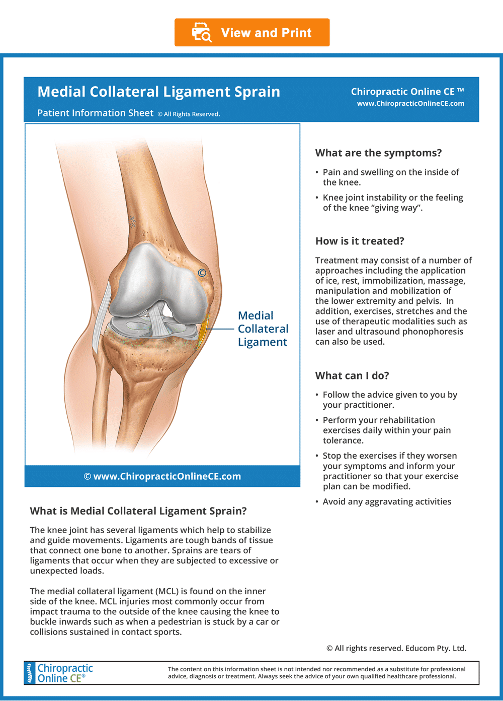 Unit 3 - Medial Collateral Ligament Sprain@LIFEWEST-K-U3-22 ...